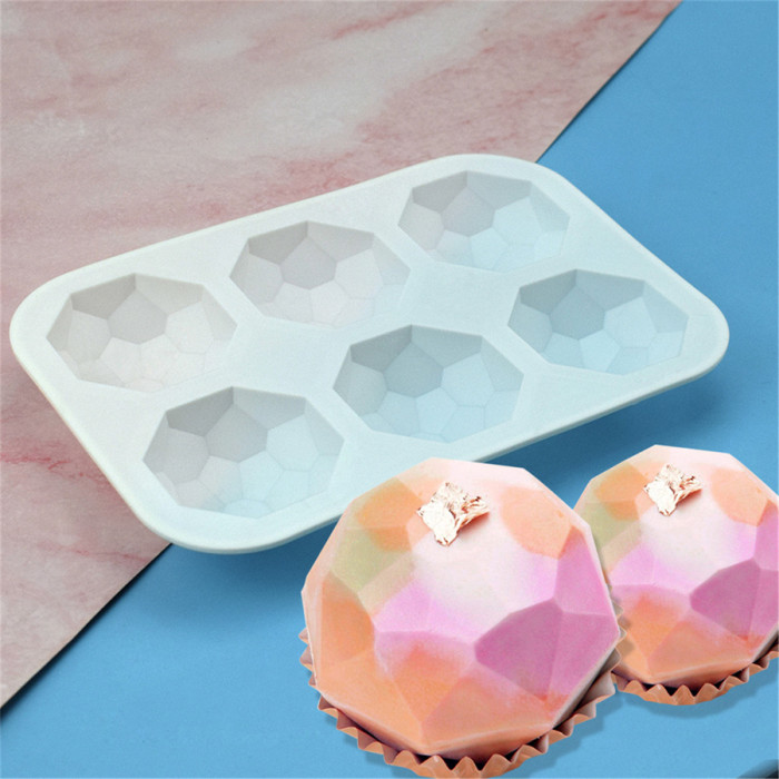 6 Holes Diamond Silicone Cake Chocolate Molds For Baking Dessert Ice Mould Mousse DIY Pastry Decorating Tools