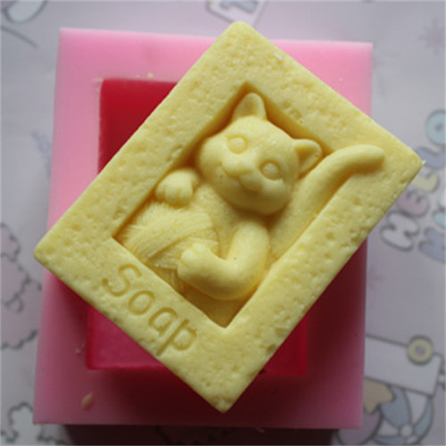 Rectangle Cat Soap MoldSilicone Candle Mold Soap Mould Silicone Mold DIY Resin Mold (Random color)