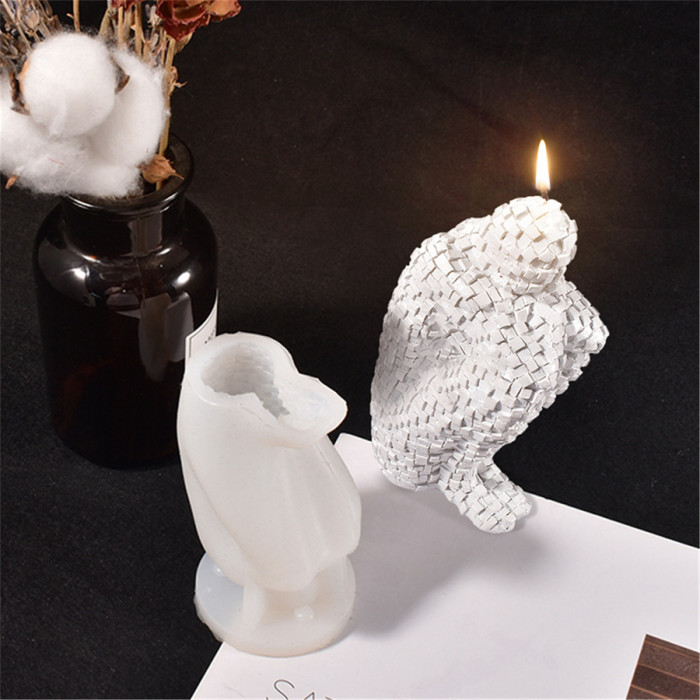 Mosaic thinker human candle silicone mold single meditation portrait silicone cake mold