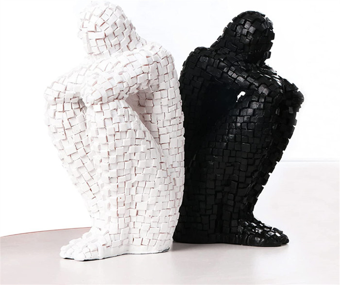 Mosaic thinker human candle silicone mold single meditation portrait silicone cake mold