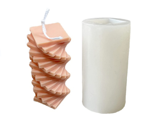 Spiral Square Cylinder Candle Mold, Geometric Rotating Pillar Candle Soap Silicone Mold Fondant Chocolate Cake Baking Mould Plaster Clay Resin Epoxy Mold Desktop Decor