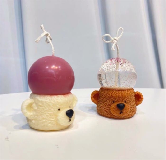 3D flat top bear head Silicone Molds, Aromatherapy Candle Soap Mold, for Wedding Cake Chocolate Dessert Decor DIY Candle Soap and Resin Crafts