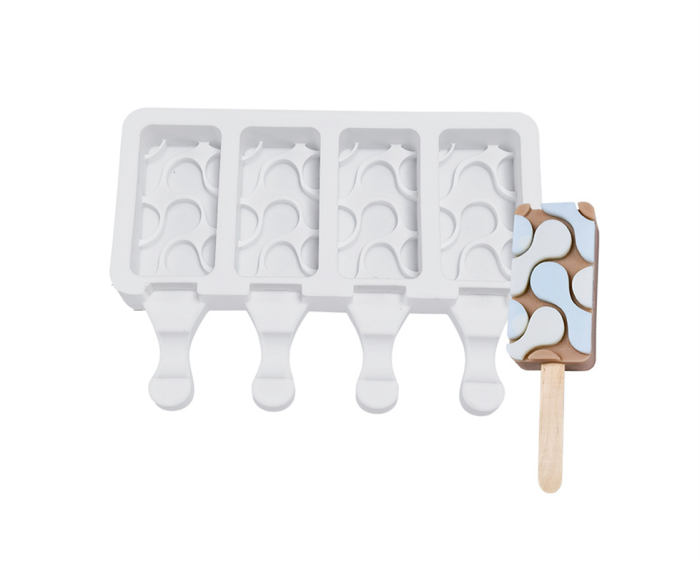 Popsicle module, silicone tray, circle pattern, each tray has 4 slots and 30 wooden sticks - soft food grade materials - very suitable for homemade ice cream, frozen yogurt, chocolate and cake