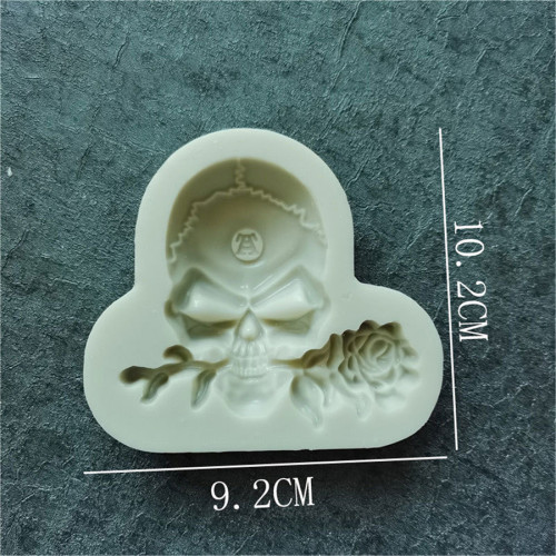 3D Skull Rose Silicone Molds for DIY Cake Fondant Biscuit Cookies Soap Sugar Pudding Chocolate Hard Candies Dessert Candle Decor(Random color)