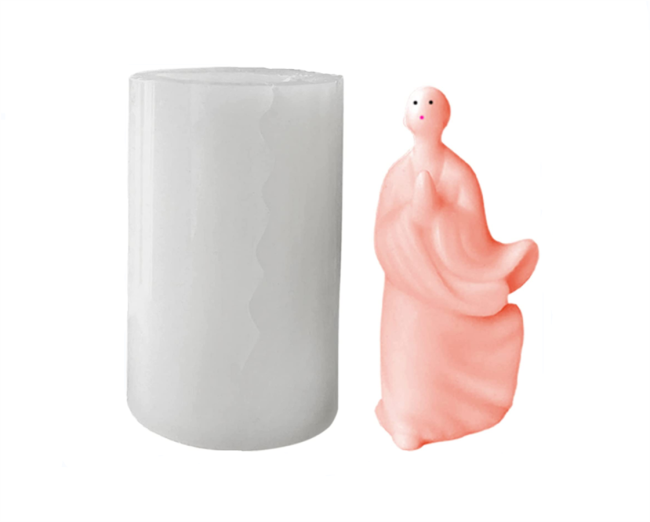Little Monk Candle Mold, Monk-shape Silicone Molds, Mini Buddha Statue Clay Mould, DIY Fondant Handmade Soap Plaster Resin Moulds for Office Desktop Tea Pet Decorations Aroma Crafts Gifts