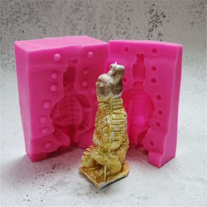 3D Terracotta Warriors Candle Silicone Moulds,Plaster Resin Casting Mold,Retro Portrait Sculpture Mold,DIY Soap Crafts Making Mold