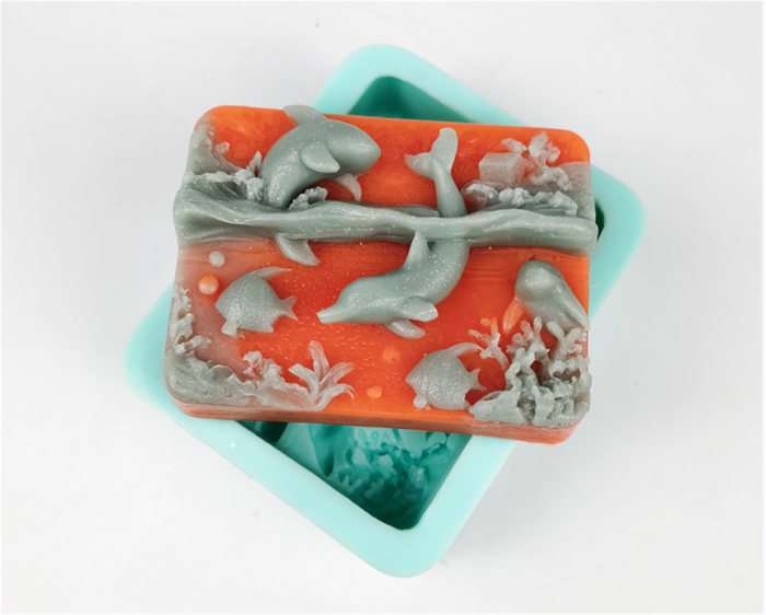 Silicone Soap Mold Dolphin Embossed Handmade Soap Decoration Moulds DIY Plaster Candle Molds Fondant Cake Crafts