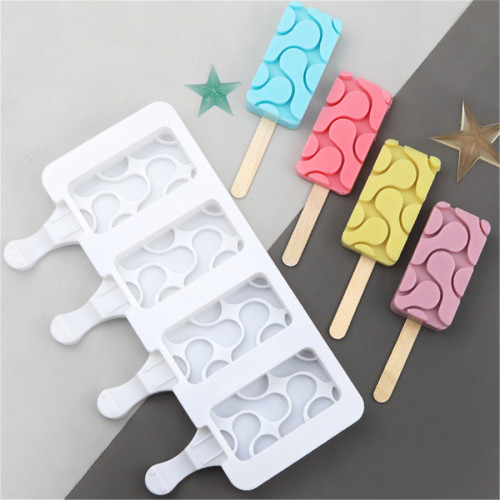 Popsicle module, silicone tray, circle pattern, each tray has 4 slots and 30 wooden sticks - soft food grade materials - very suitable for homemade ice cream, frozen yogurt, chocolate and cake