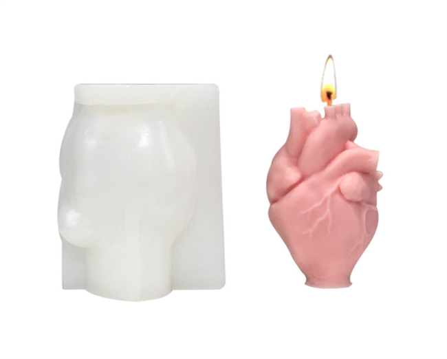 3D Heart Candle Molds Soap Molds Halloween Human Organs Heart Chocolate Cake Baking Moulds Fondant Cake Molds