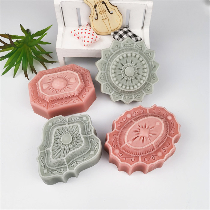 Vintage palace style handmade soap DIY mold silicone single rectangular classic pattern Chocolate Mold(Random color)