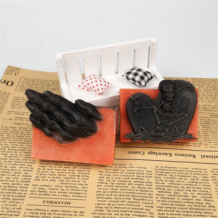 DIY skull cold soap mold Halloween mousse cake mold manual soap silicone mold