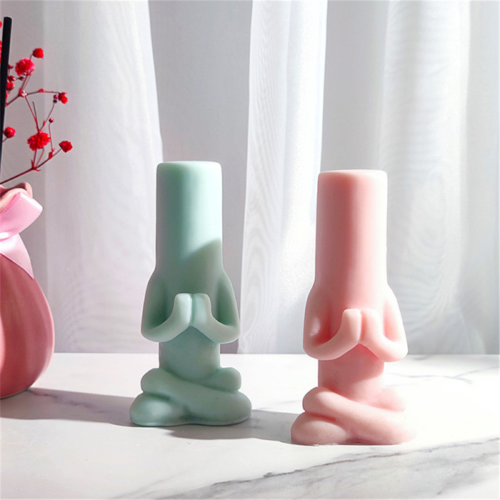 Human figure meditation column candle silicone mold homemade aromatherapy mold handmade gift