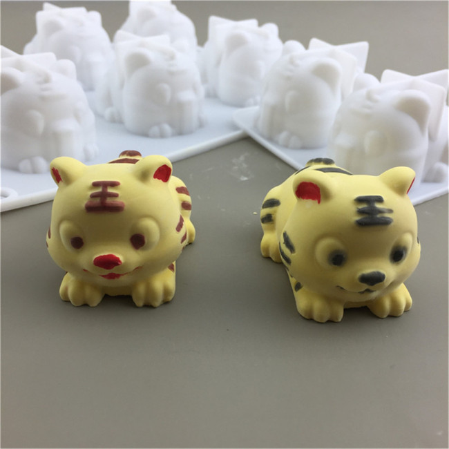 6-chamber tiger silicone mold chocolate mousse cake ice cream ice lattice pudding gypsum dripping decorative mold
