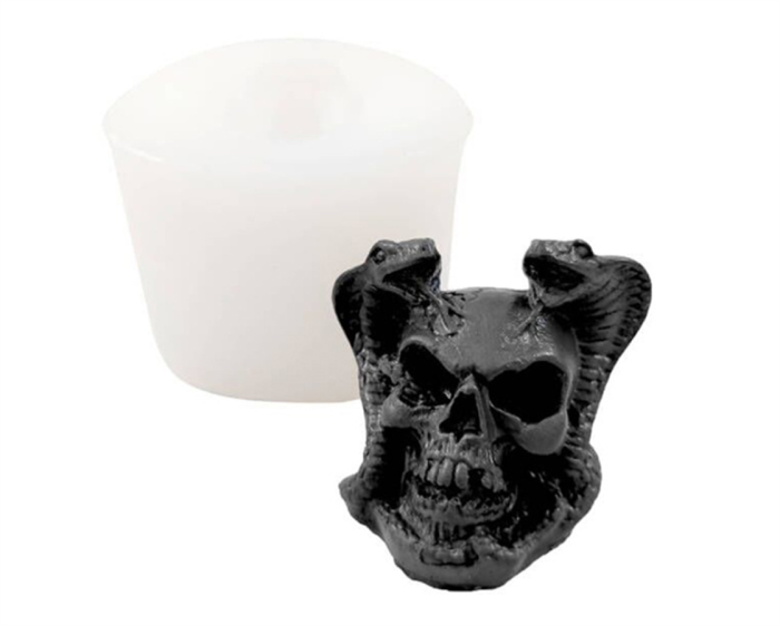 Skull Silicone Mold Fondant Cake Chocolate Candle Mold Epoxy Resin Mold Jewelry Keychain Pendant Ornament Silicone Mold(Random color)