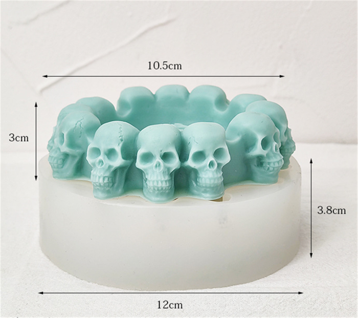 Skull Ashtray Resin Mold, Halloween Skull Silicone Mold Skeletons Jewelry Storage Round Box Casting Mold for DIY Family Decoration