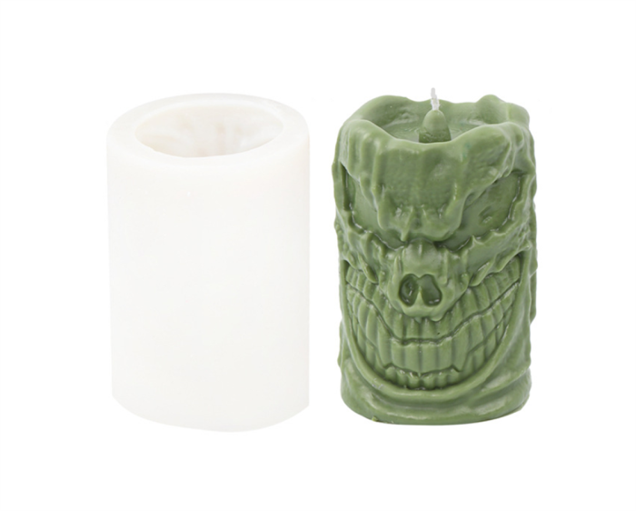 Skeleton pillar evil ghost face incense candle mold Halloween DIY home decoration decoration silicone sugar flip mold