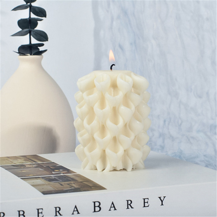 Lotti Style Candle silicone mold flower gypsum decoration geometric column manual soap resin mold