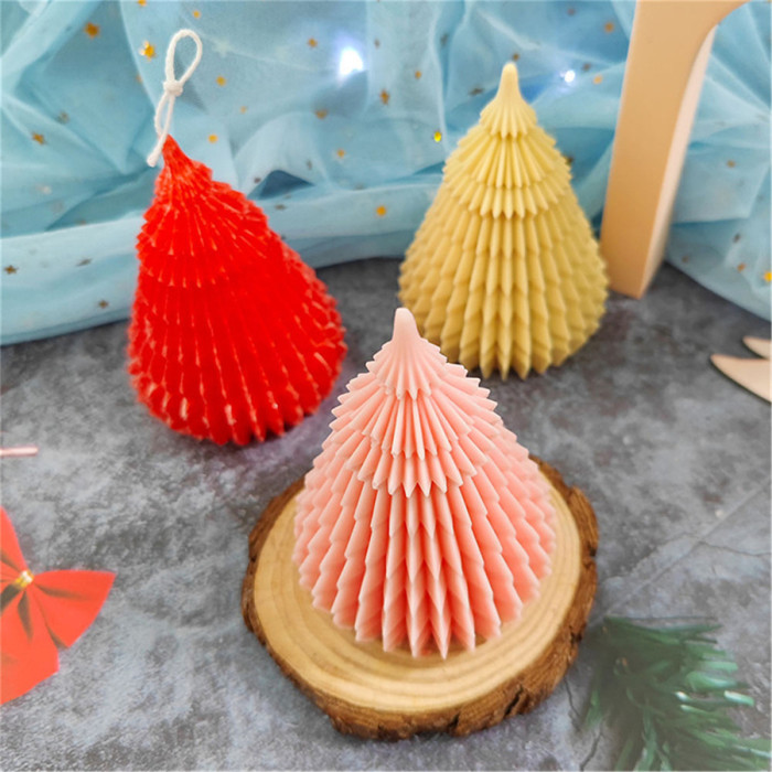 Origami Christmas tree silicone three-dimensional mold baking cake mousse gypsum incense candle mold