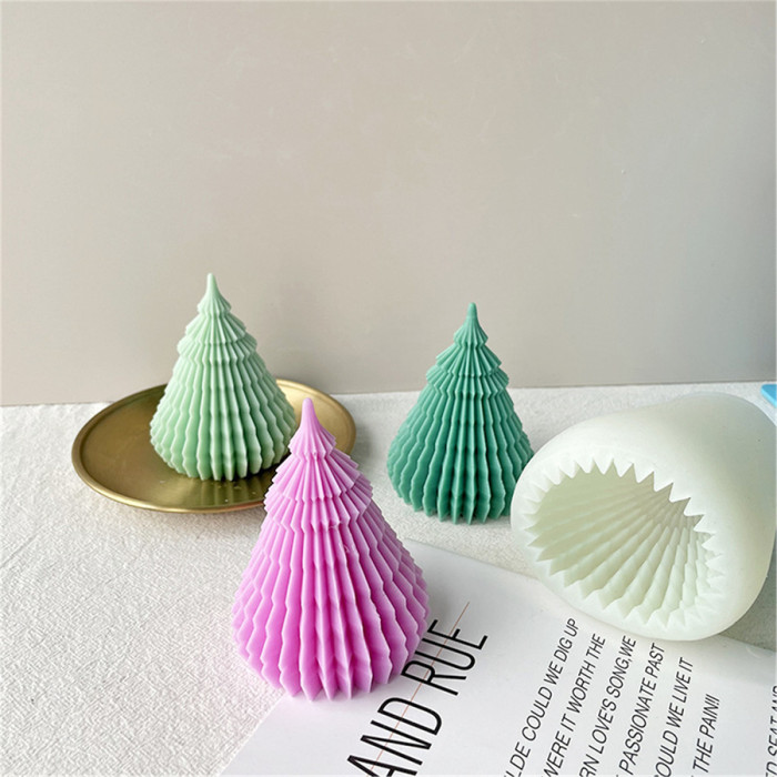 Origami Christmas tree silicone three-dimensional mold baking cake mousse gypsum incense candle mold