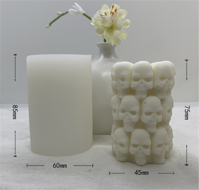 3D Skull Design Silicone Candle Mold Decorated Pillar Candle Mould Handcrafted Silicone Molds for Candle Wax Resin Gyspum Crafts Making mold(Random color)