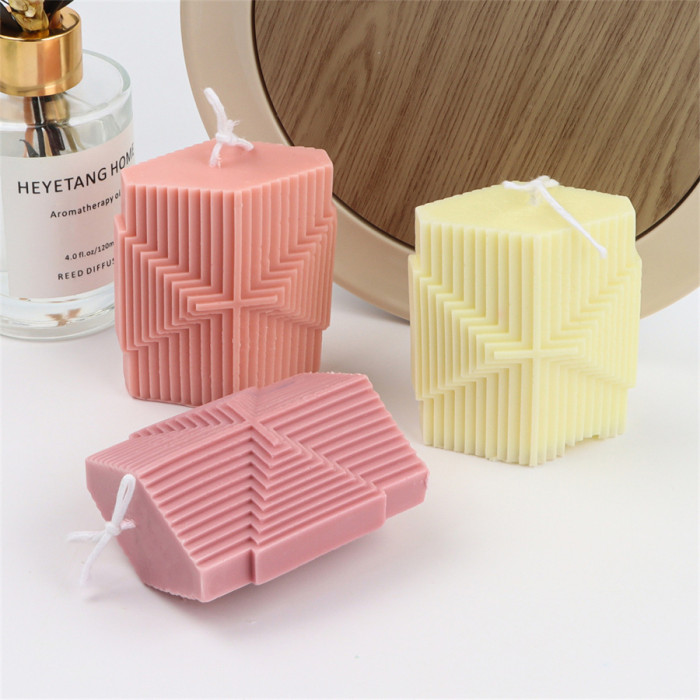 Vertical stripe diamond column candle mould DIY silicone soap mould