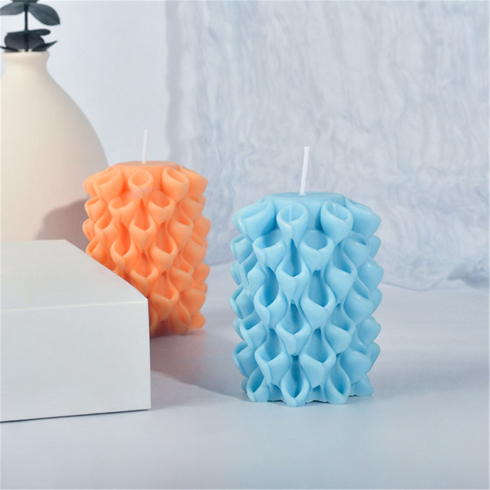 Lotti Style Candle silicone mold flower gypsum decoration geometric column manual soap resin mold
