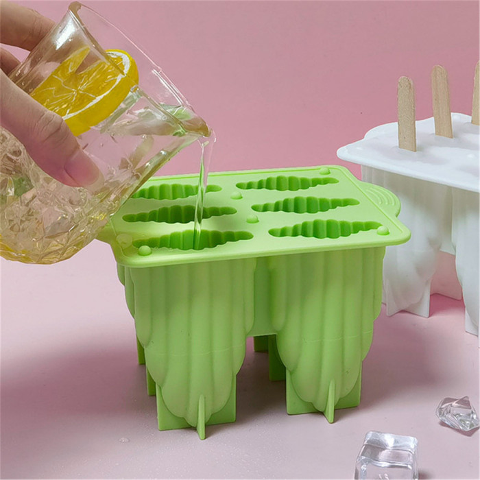 6 shell ice cream silicone mold DIY popsicle popsicle ice cream with cover household food grade ice cream mold(Random color)