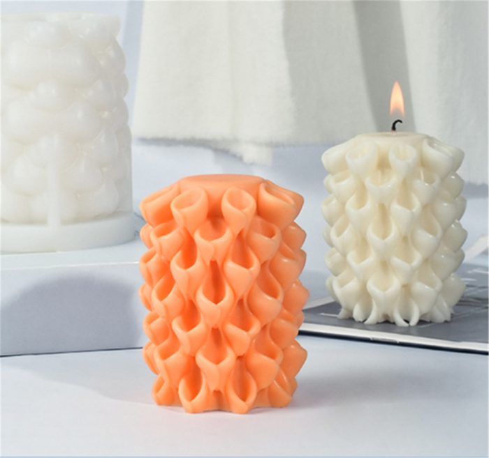 Lotti Style Candle silicone mold flower gypsum decoration geometric column manual soap resin mold