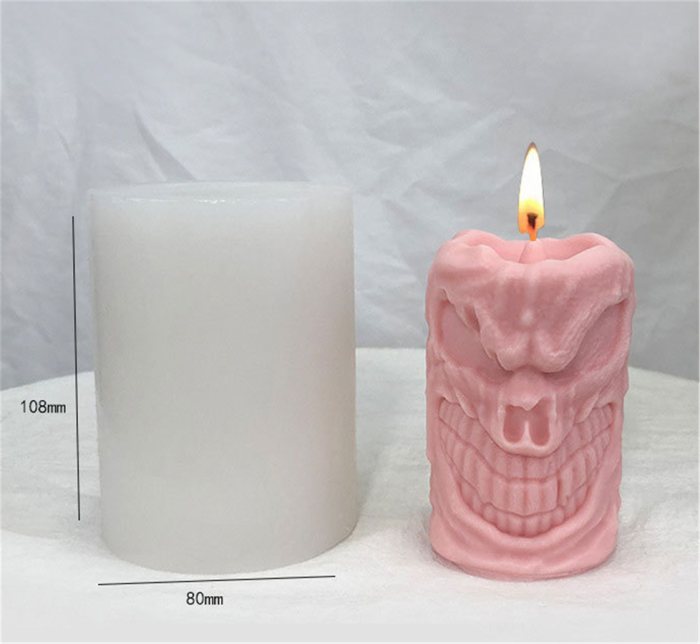 Skeleton pillar evil ghost face incense candle mold Halloween DIY home decoration decoration silicone sugar flip mold