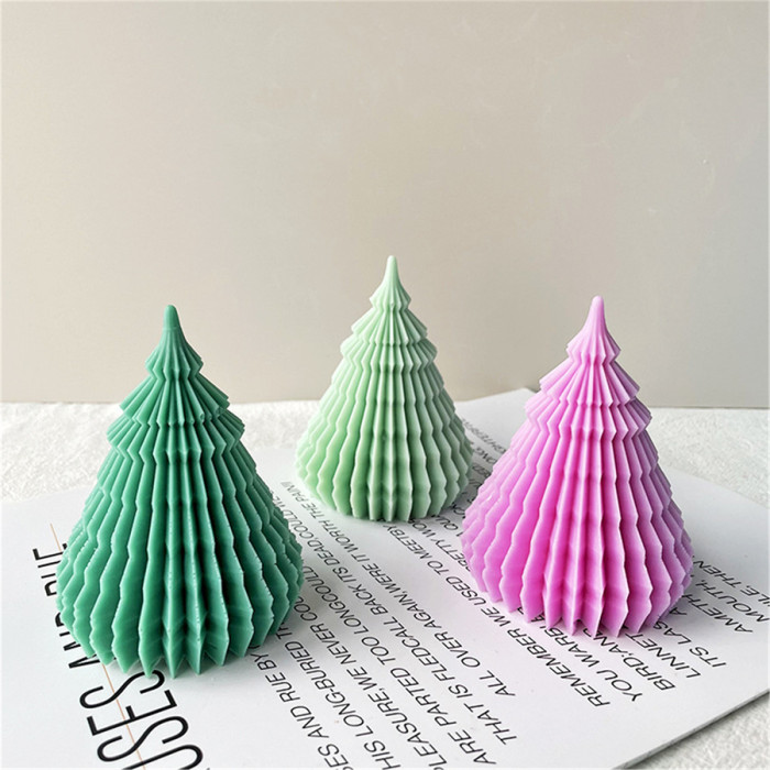 Origami Christmas tree silicone three-dimensional mold baking cake mousse gypsum incense candle mold