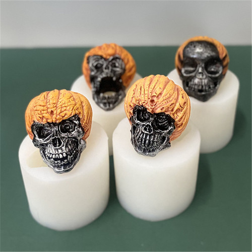 Evil pumpkin skull Candle Mold DIY manual Soap Candle resin silicone mold
