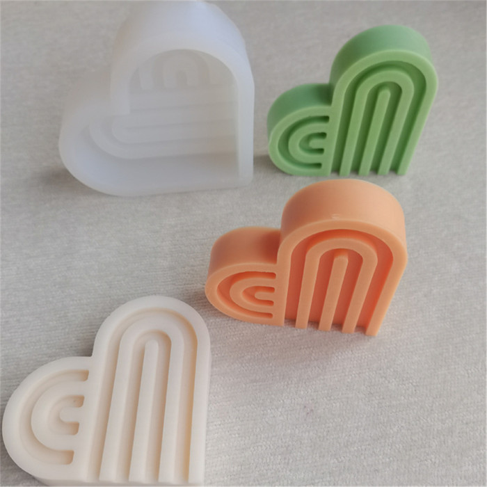 Rainbow love cake mold simple arch incense candle gypsum mold DIY heart candle mold