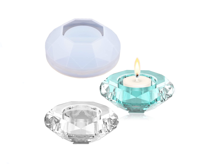 Candles Holders Resin Molds Silicone, Resin Bling Crystal Diamond Candlestick Molds for Epoxy Resin, DIY Crafts Jewelry Box, Trinket Container, Home Table Decoration