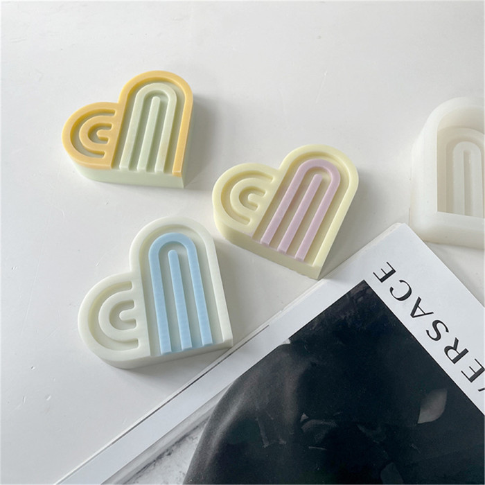 Rainbow love cake mold simple arch incense candle gypsum mold DIY heart candle mold