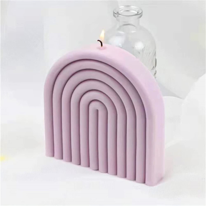 Rainbow Arch Candle Mold, Striped U-Shaped Silicone Mold, Abstract Architectural Resin Moulds for Soap Tray, Handmade Candle, Lotion Bar, Bath Bomb, Cake Home Decoration