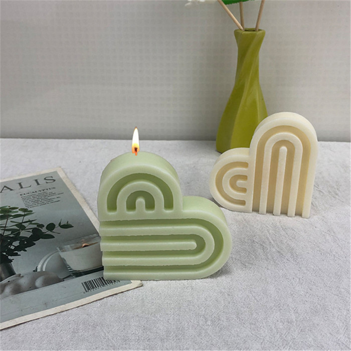 Rainbow love cake mold simple arch incense candle gypsum mold DIY heart candle mold