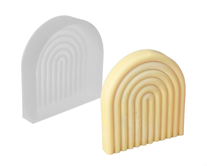 Rainbow Arch Candle Mold, Striped U-Shaped Silicone Mold, Abstract Architectural Resin Moulds for Soap Tray, Handmade Candle, Lotion Bar, Bath Bomb, Cake Home Decoration