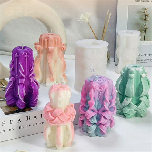 Curved Candle Molds for Candle Making,  3D Silicone Resin Epoxy Mould DIY Soaps Casting Aromatherapy Wax Flower Candles for Party Home Eve Dinner Shower Decoration Ornament Accessory