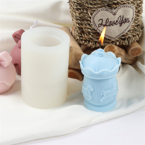 Carousel Shaped Silicone Candle Mold, Silicone Soap Mold Fondant Chocolate Cake Mould Epoxy Resin Casting Mold DIY Wax ,Polymer Clay, Plaster
