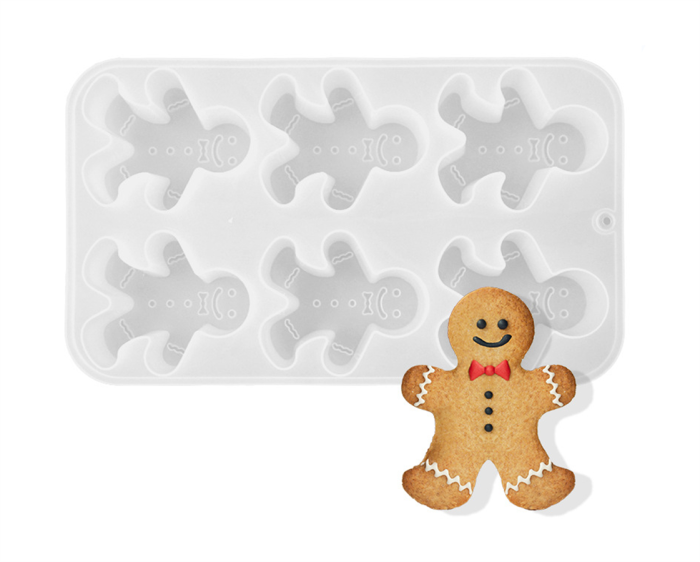 Gingerbread Man Silicone Mold - Christmas Party Gingerbread Mold for Chocolates, Soaps, Cake Baking, Ice Cubes, Jello Shots, Muffins, Cookies(Random color)