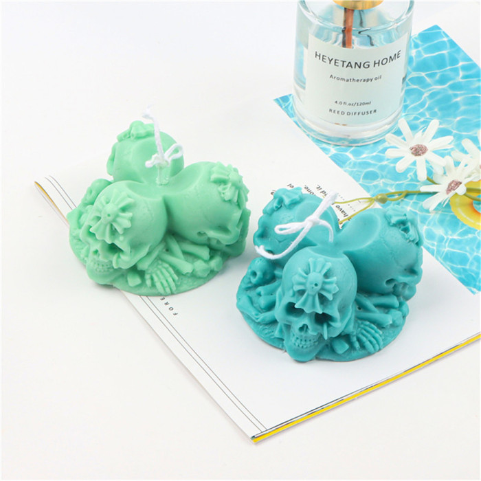 3D Skull Resin Candle Mold Silicone Skull Shape Molds for Aromatherapy Candle Soap Making Epoxy Mould Resin Casting Art Crafts Halloween Party Supplies Home Decor