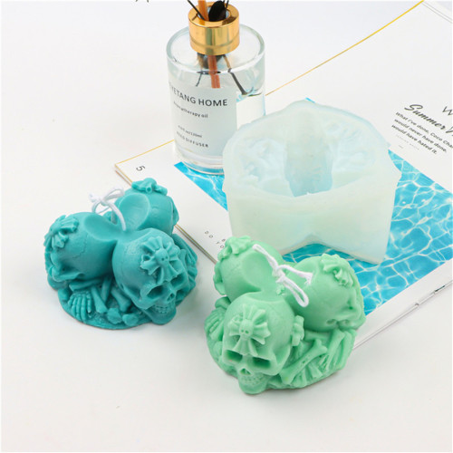 3D Skull Resin Candle Mold Silicone Skull Shape Molds for Aromatherapy Candle Soap Making Epoxy Mould Resin Casting Art Crafts Halloween Party Supplies Home Decor