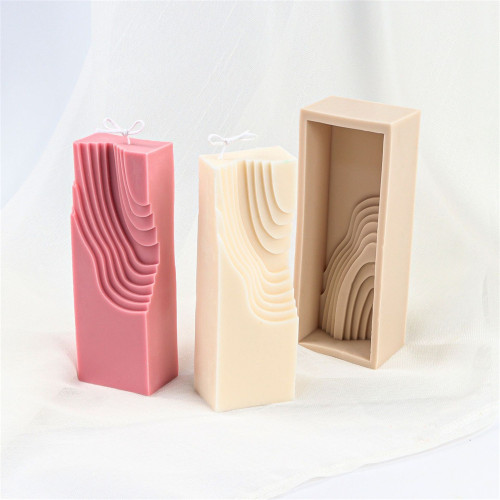 Geometric Shape Silicone Mold, 3D Rectangle Candle Mold, Abstract Lines Wave Soap Mould, Plaster Epoxy Resin Ornament Making for Handmade Lotion Bar Bath Bomb Clay Handicrafts Home Decorations