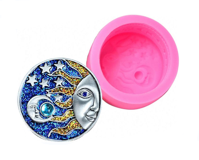 Sun Moon and Stars Soap Mold - Sun Moon Face Soap Silicone Mould for Handmade Lotion Bar, Bath Bomb, Plaster of Paris, Resin