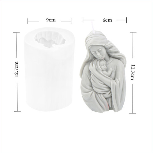 Virgin Candle Mold DIY virgin baby holding silicone mold scene decoration mold