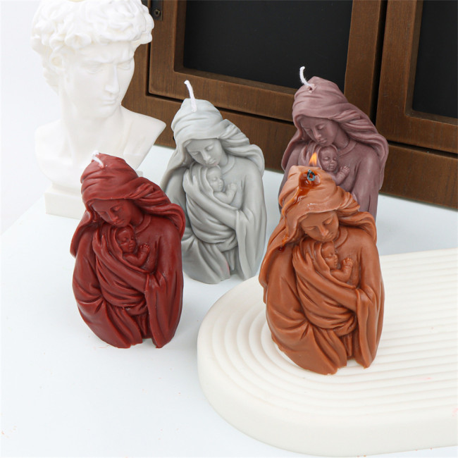 Virgin Candle Mold DIY virgin baby holding silicone mold scene decoration mold