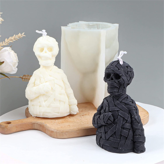 Candle Mold for Candle Making Silicone Mold 3D Skull Candle Mold DIY Casting Wax Mold Wax Candles Mould for Halloween Party