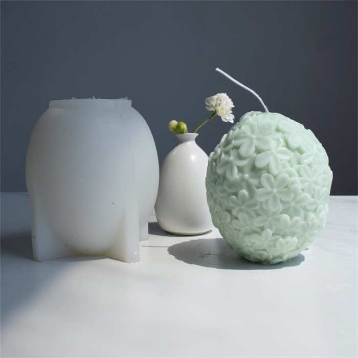 3D egg ball candle silicone mold DIY five petal flower oval egg shaped candle aromatherapy gypsum mold