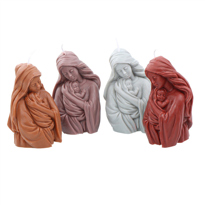 Virgin Candle Mold DIY virgin baby holding silicone mold scene decoration mold