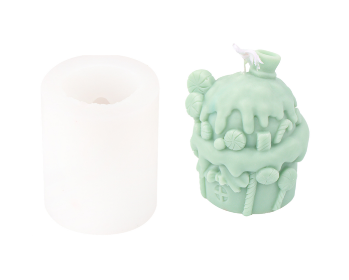 Butterscotch Donut House Silicone Mold, 3D Scented Plaster Mold, Candy House Candle Molds, Handmade Soap Chocolate Craft Fondant Mould, for DIY Ornaments Bath Bomb Resin Clay